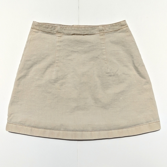 Bongo 90's Vintage Grunge High Waisted Button Front Denim Mini Skirt Cream 5 - Picture 10 of 12